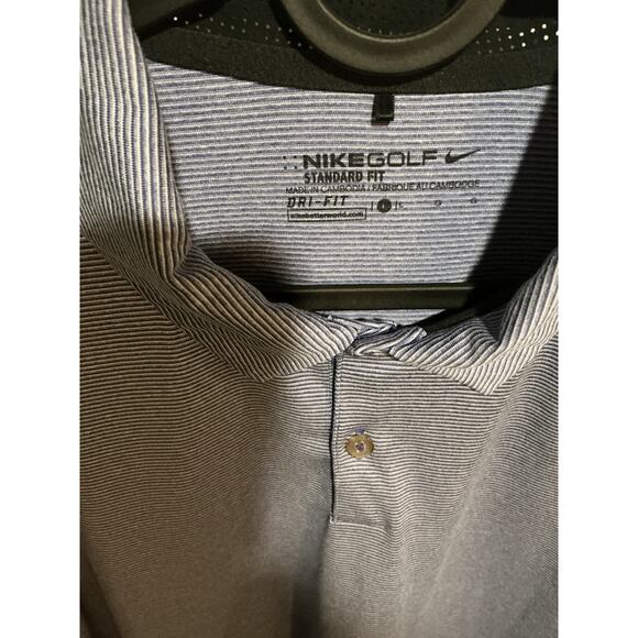 Nike Golf Dri-FIT Polo Shirt Men’s Large Blue White Stripe Standard Fit - Picture 3 of 7